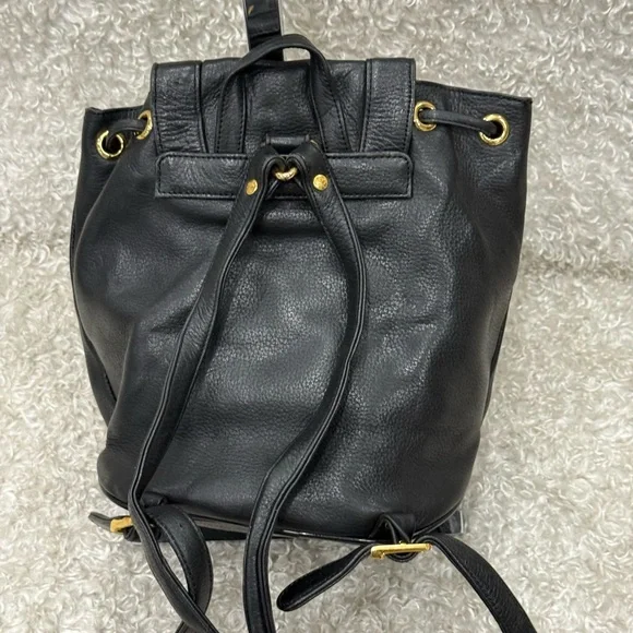 MCM Black Leather Backpack with Gold Accents - Picture 8 of 15